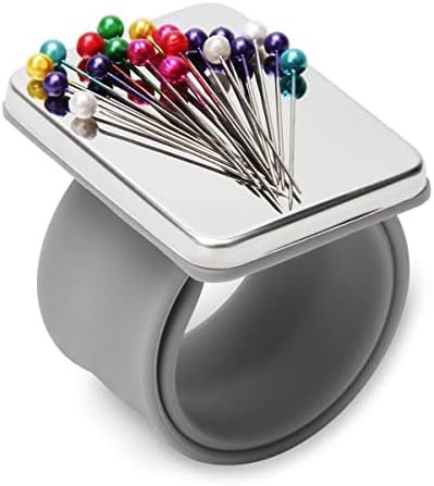 Magnetic Wrist Sewing, Portable Arm Pin Cushion Magnetic Pincushion with Wristband for Sewing Collection (Dark Purple)