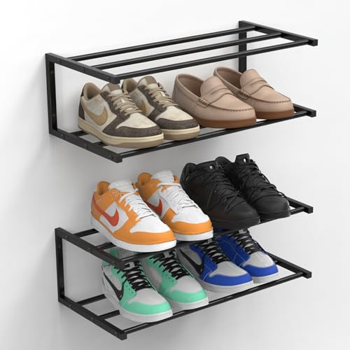 XINWXSS Wall Mounted Shoe Organizer 2 Pack, 25.9 Inch Wall