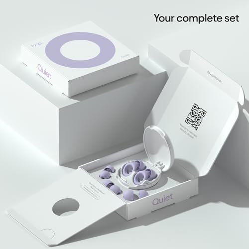 Loop Quiet - Ear Plugs for Sleep – Super Soft, Reusable Hearing Protection in Flexible Silicone for Noise Reduction & Flights - 8 Ear Tips in XS/S/M/L - 26dB Noise Cancelling - Violet - Image 4