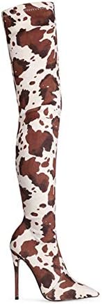 knee high cow print boots