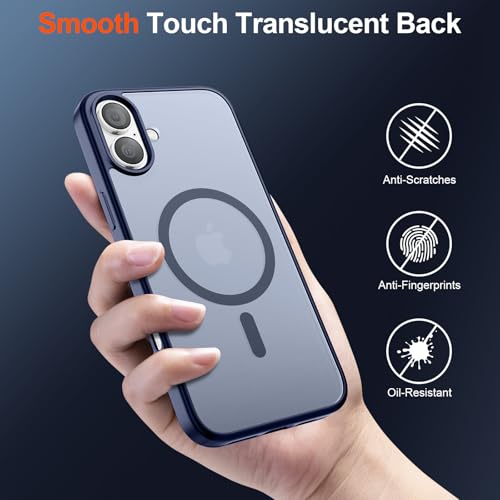 Image of SUPFINE Magnetic for iPhone 17 Case (Compatible with MagSafe)(Military Grade Drop Protection) Translucent Matte Shockproof with Anti-Fingerprint Phone Cover 2025,Navy Blue