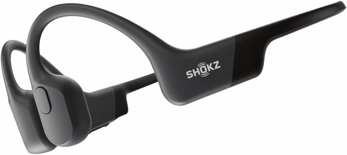 SHOKZ OpenRun Bone Conduction Headphones,Open-Ear Bluetooth Wireless Sport Headphones for Running & Workout,Sweat Resistant, Long 8H Playtime,Mic,Hair Band-Standard-Black