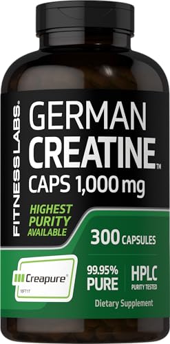 Creapure German Creatine 1000 Mg - 300 Capsules - Pills Contain Only Pure Creapure Creatine Monohydrate - No Fillers Binders or Excipients