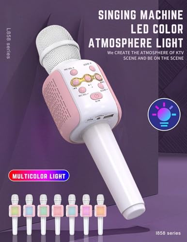 Image of VRJTEC Kids Wireless Karaoke Microphone | Bluetooth Singing Mic with Built-in Speaker, Echo, Rechargeable & Portable Handheld Toy Mic for Boys & Girls Home Party Fun