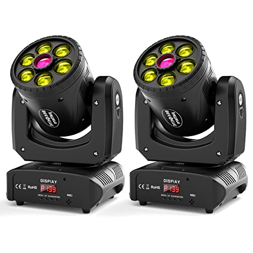 2PC 120W Moving Head DMX-512 Lampe de scène avec effet lumineux 16/18 canaux Lumière LED activée Lumière LED RGBW Gobos pour DJ Disco Party Lights Bar Club Lampe de scène Cover