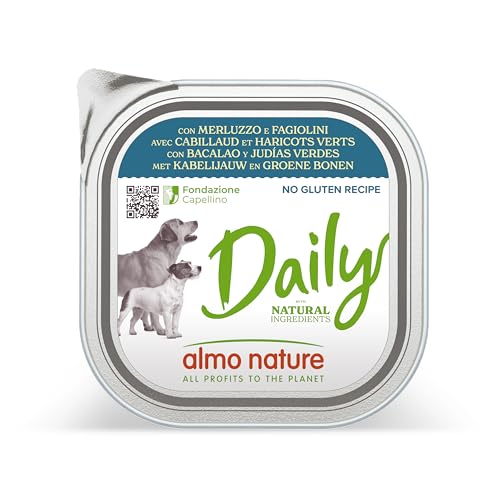 almo nature Daily Menu Dog Paté Senza Cereali con merluzzo e fagiolini, 300 g, Confezione da 10