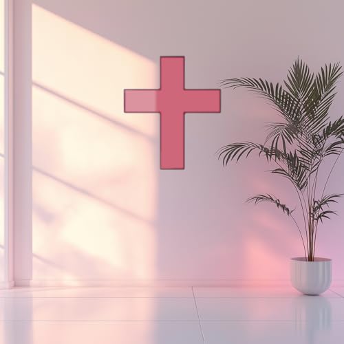 Image of Anrookie 3D LED Neon Cross Sign 9 x 8 in, USB-Powered Custom Neon Light with 5-Level Dimmer, 5 Color Options, Decorative Wall Art for Home, Bedroom, Church, Party, and Gifts (Blush Pink)