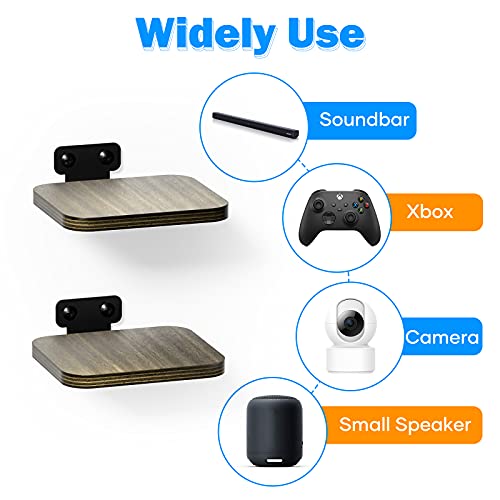 Rimous Wall Shelf Speaker Stand For Bluetooth Speaker, Soundbar, Webcam, Cell Phone, Mesh Router, Dvd Players, Adjustable Display Shelf Wooden Floating Wall Shelves With Hardware Kit, Set Of 2 #TOP1