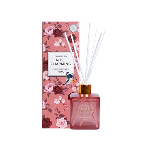 MINISO Scent Diffusers,Home Fragrance Flameless Essential Oil with Diffuser Sticks,Fabulous Day Series(Rose Charming,Pink)