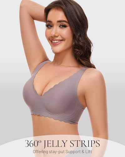 Image of Deep V Petal Bras for Women No Underwire Soft Wireless Bras Comfort Seamless Bralettes with Extender