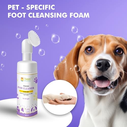 Image of Pet Paw Cleaner For Dog Cat Waterless Foot Scrubber Cleaning Foam With Silicone Washer Brush (150 Ml, Lavender)