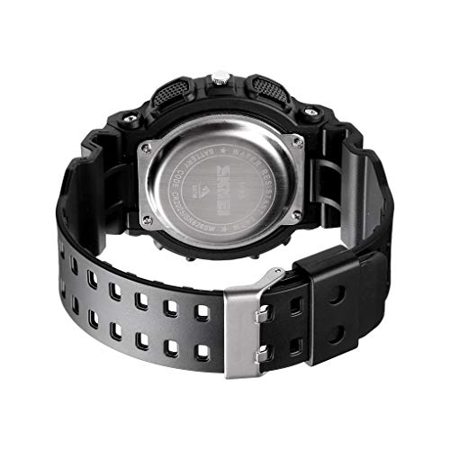 SKMEI Men's Digital Sports Watch, LED Square Large Face Analog Quartz