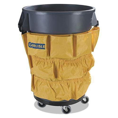 Image of SPARTA Bronco Waste Container Tool Caddy Bag with 12 Pocket Nylon Organization, Compatible with 32 or 44 Gallon Bronco Waste Containers, Yellow, (Pack of 12)