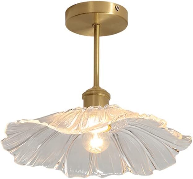 Lustre feuille en verre artistique E27 pour un éclairage de plafond élégant