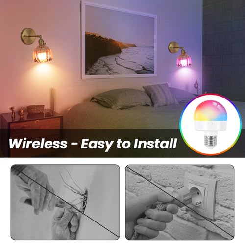 Image of Vintage Wall Sconce Set of Two, Battery Operated Wall Sconce with Amber Tulip Glass Lampshade Rechargeable Wall Light with Remote Control for Bedroom,Living Room, Hallway, Aisle