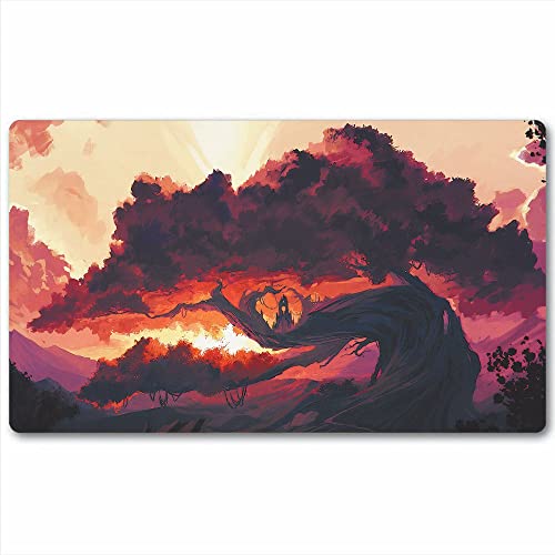 bozzhen TCG Playmat - Alfombrilla de juego de mesa de juego de mesa MTG para juegos, superficie de tela lisa, base de goma con bordes cosidos, diseños artísticos originales, 24 x 14 pulgadas, árbol de