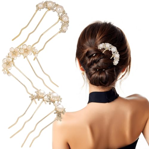 La Mejor Lista de Decoraciones florales los preferidos por los clientes. 50 Paquete de 3 Cristal Decorativo Floral Peines Laterales Brillantes Rhinestone,Horquillas De Pelo De Novia Horquillas de pelo en forma de U de perlas,Para Moños, Moños y...