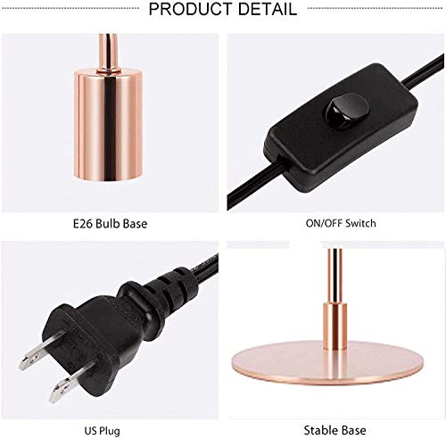 Haitral Modern Table Lamps - Industrial Bedside Desk Lamps For Bedroom, Office, Living Room, Rose Gold #TOP3