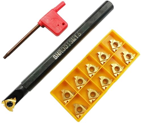 Aszlbym Snr0013M16 Cnc Lathe Internal Threading Boring Bar Turning Tool Holder With 10Pcs 16Ir Ag60 Carbide Turning Insert cover