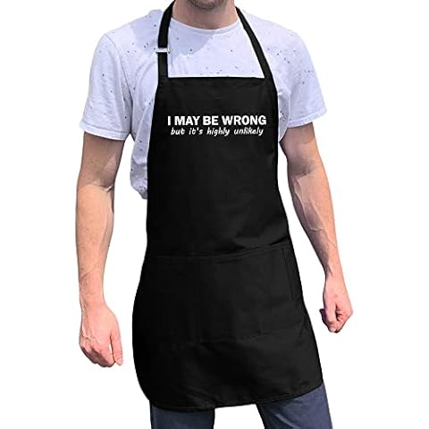 ApronMen, May Be Wrong But Highly Unlikely Chef Apron - BBQ Grill Cotton Apron with Pockets & Adjustable Neck Straps - One Size Fits All - Apron for Men Cover