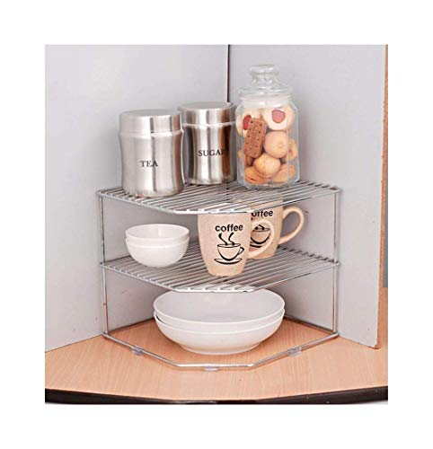 Image of Xllent Metal Multipurpose Kitchen Plate Dish Corner Shelf Rack,Kitchen Organizer, Utensils Storage Cupboard Organizer for Home ,(Size in Cm:-28 * 28 * 24)