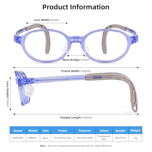 Image of EYEBUDDY Blue Light Glasses for Kids Boys Girls,Computer Gaming Bluelight Glasses,Fake Glasses for Ages 2-12