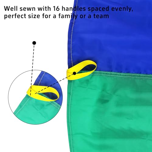 Image of Parachute 13ft / 16.4ft / 20ft - Kids Play Gymnastics Parachute with Handles for Group Team Cooperative Games,Indoor Outdoor Gym Class Rainbow Parachute Birthday Church VBS Activity Supplies