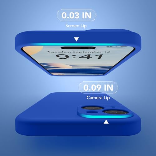 Image of Magnetic for iPhone 15 Case, Compatible with MagSafe, [Screen Protector + Full Camera Protection], Silicone Shockproof Anti-Scratch Protective Phone Case for iPhone 15 6.1 inch, Klein Blue