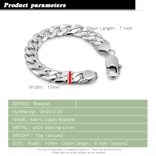 Men Italy 925 Sterling Silver Bracelet 10MM-12MM Diamond Cut Cuban Link Chain 7 "7.5" 8 "8.5" 9 "9.5" 10" Fine Cuff Jewelry Gifts for Man Women3