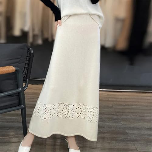 Wool Skirt Women A-Line Knitted One-Step Umbrella Thicken Hook Flower Solid3
