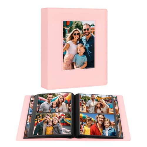 Aevdor Large Capacity 5x7 Photo Album, 272 Photos, Leather Cover, Pink