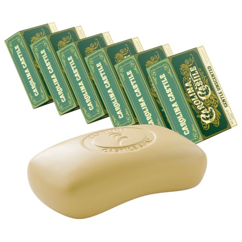 Vegan Unscented Castile Bar Soap – 6 Bars of Natural Soap for Men, Women, and Kids – Gentle, Hydrating Castile Soap Bars with Organic Cocoa Butter and Olive O