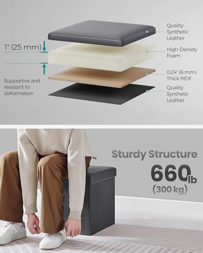 image for SONGMICS Mazie Collection - 15 Inches Ottoman with Storage, Footstool,