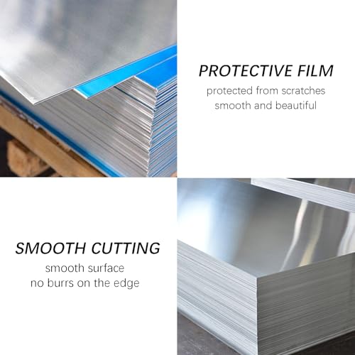 TEN-HIGH 2 Pack 6061 Pure Aluminum Sheet Metal Plate 7.9 x 3.9 x 0.04 Inch Pure 99.6% Aluminum Plate Covered with Protective Film for Industry and DIY Craft