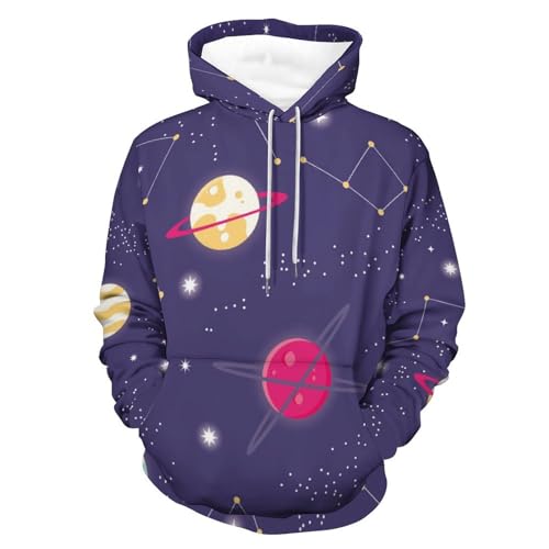 Sweat à capuche espace motif imprimé planète manches longues UMENG S
