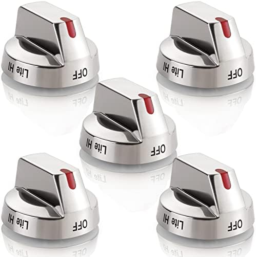 [Upgraded] DG64-00473A Stove Knobs Control Dial w/Reinforced Power Ring Protection Compatible w/Samsung Range Oven Gas Stove Knob NX58H5600SS NX58F5700WS NX58H5650WS NX58J7750SS NX58M6850SS (5pcs)