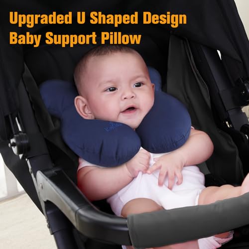 Image of KAKIBLIN Baby Travel Pillow, Upgraded Baby Neck Pillows for Car Seat, Infant Neck Support Pillow for Head and Neck,Newborn Head Support for Car Seat, Stroller, Pushchair(Blue)