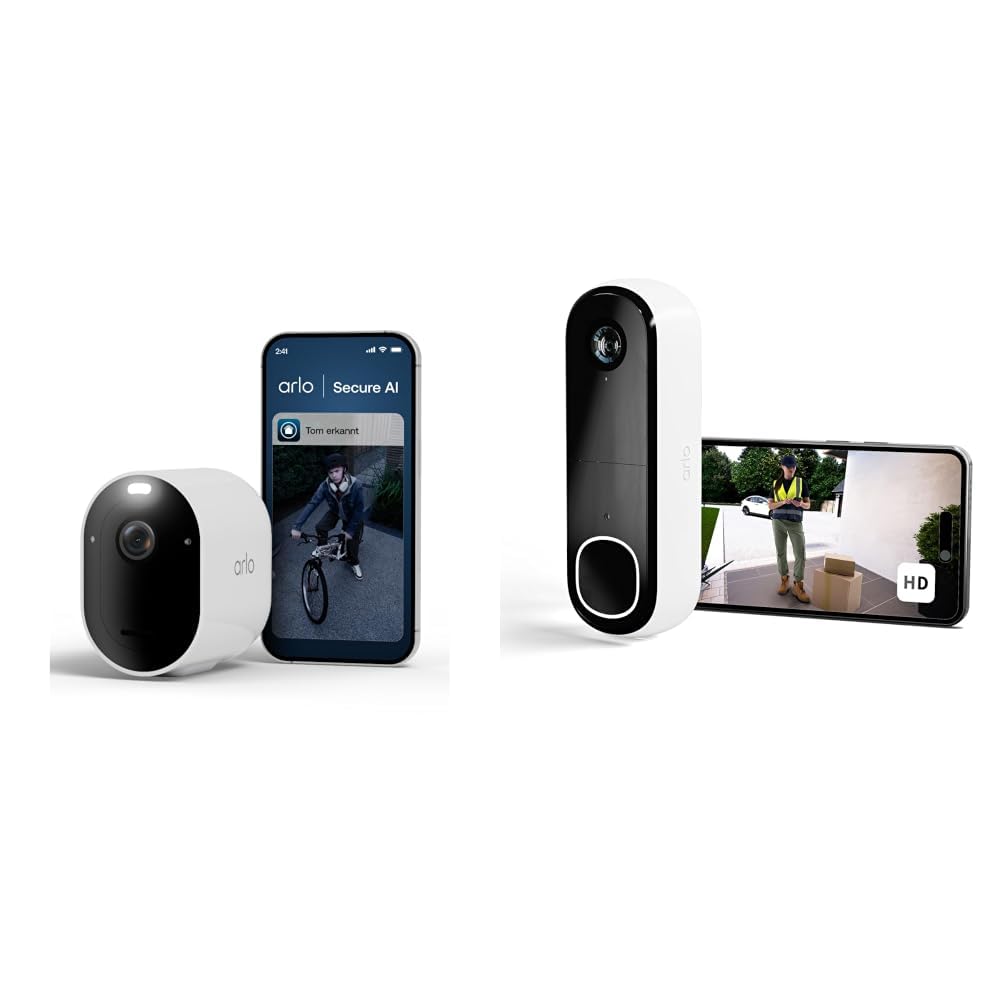Arlo Pro 6 2K HDR Überwachungskamera Aussen + HD Video Türklingel Bundle