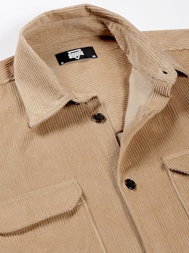 Image of Thomas Scott Men's Premium Spread Collar Double Pocket Corduroy Oversized Shackets