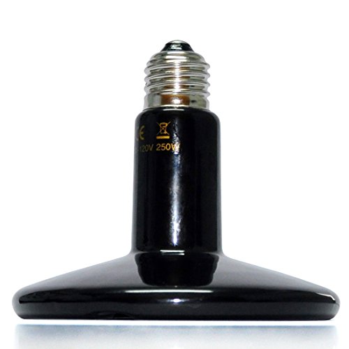 Okeler 110V 250 Watt Black Ceramic Heat Emitter Terrarium Heat Lamp Bulb for Aquarium Snake Reptile Chickens Pet Brooder