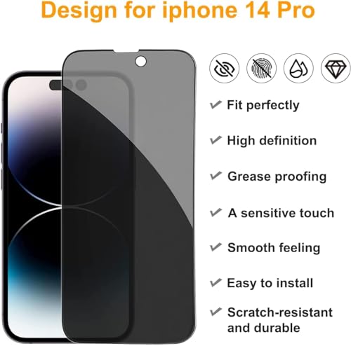 Image of DPJ Privacy Screen Protector for iPhone 14 Pro Max - 9H Tempered Glass, Anti-Spy Protection, Scratch-Resistant, HD Clarity [6.7 Inch] [Privacy] [Pack of 1]
