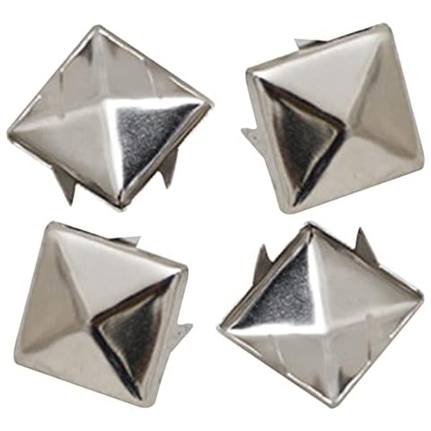 100 Pcs Square Rivets Silver Pyramid Studs Standard Size Punk Spikes Rivet Clothing Spikes Studs for Leathercrafts DIY Projects Bags Belt Shoe Decorative Clothing Jeans Cover