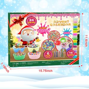 Purpledi Calendario dell'Avvento Slime 2025, Calendari dell'Avvento di Natale per Bambini Fai da te 24 Giorni di Conto Alla Rovescia, Slime Fluffy 20 Sorprese di Slime Regalo per ragazzi Ragazze B