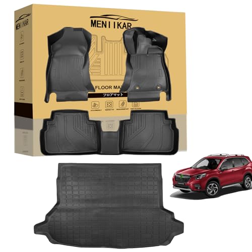 「MENIIKAR」スバル 新型 フォレスター sk系 専用のフロアマット&ランクマット。3Dカーマットが防水・防滑・防汚でTPE素材製。スバル・フォレスター Forester ske/sk5/sk9型 2019-2023年式 に最適化されたカスタム設計