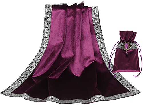 DOARLUO Tarot Cards Bag Tablecloth Table Altar Cloth Witchcraft Astrology Divination Non-Slip Mat Square 25.6 * 25.6 inch (Purple) by DOARLUO - Used condition - US$13.10