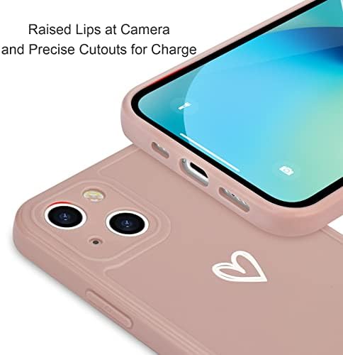 Micoden for iPhone 13 Phone Case Cute Girls Silicone Shockproof Protective Bumper Cases with Love Heart Pattern Design for iPhone 13 Pink