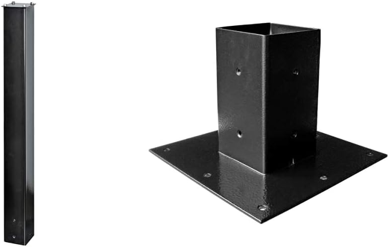Mail Boss 7121 Black In-Ground Mounting Post, 43 x 4 x 4 inches and Mail Boss 7155 Black Surface Mount Base Plate