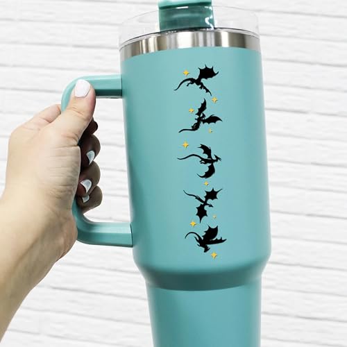 Image of Set 2Pcs Dragons Fourth Wing Rearview Mirror Decal Funny Fantasy Romance Books Car Decals Water Bottle Window Sticker Vinyl Waterproof 4x0,9 Inches Decal New Car Accessories Gift for Mom Dad Friend