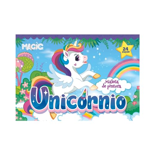 Maleta Kit de Pintura Infantil Escolar com 24 Peças Unicórnio