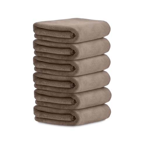 Image of HOUSSE Microfiber Face Towels | Ultra Absorbent, Odour-Free, Quick Dry 450 GSM Face Towel for Home, Gym, Travel, Running & Personal Use | 30x30 cm | Set of 6 in One Colour (Rustic Chestnut, Pack of 6)